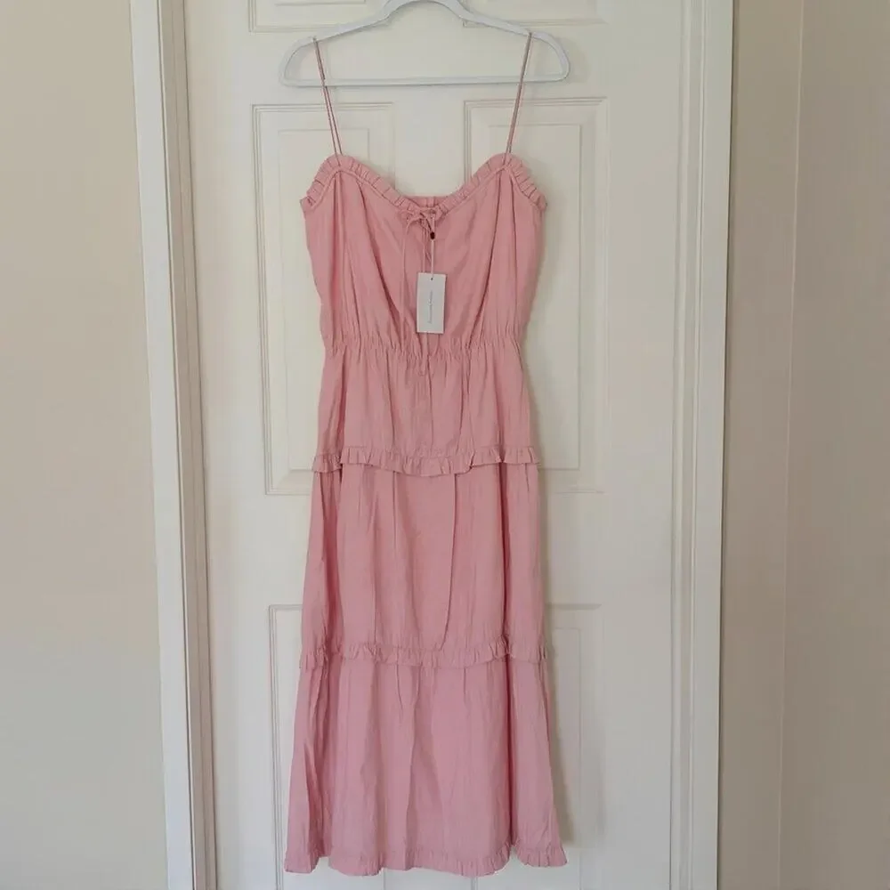 NWT Lovers + Friends Rosalie Midi Dress Coral Size M Sold Out - Picture 3 of 12